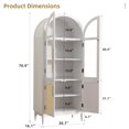 thumbnail image 4 of MAYEERTY Arch Display Cabinet with Glass Doors, Wooden Storage Cabinet with Adjustable Shelves for Living Room, 71" White, 4 of 6