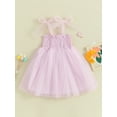 thumbnail image 5 of FEORJGP Little Girl Summer Cami Dress 2-6Y Kids Sleeveless Tie-up Shoulder A-Line Dress Strap Shirred Tulle Patchwork Princess Dress Cute Casual Dress for Daily Party, 5 of 8