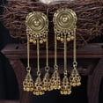 thumbnail image 7 of Indian Jhumka Jhumki Ethnic Dangle Earring for Women Vintage Long Tassel Bell Drop Earrings Boho Flower Beaded Bollywood Jewelry Boho Traditional Oxidized Antique Festival Party Gift for Lady, 7 of 7