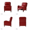 thumbnail image 6 of Genuine Leather Recliner Chair Push Back Wingback with Nailhead Trim for Living Room Bedroom Red, 6 of 10