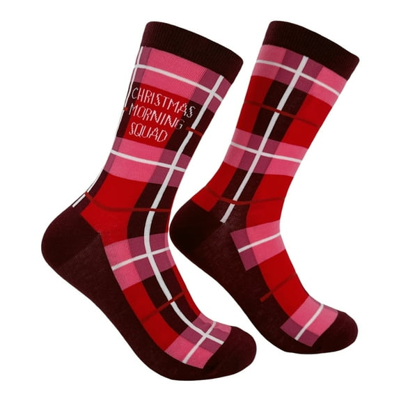 Christmas Morning Squad Socks Funny Sarcastic Xmas Graphic Novelty Footwear for Ladies