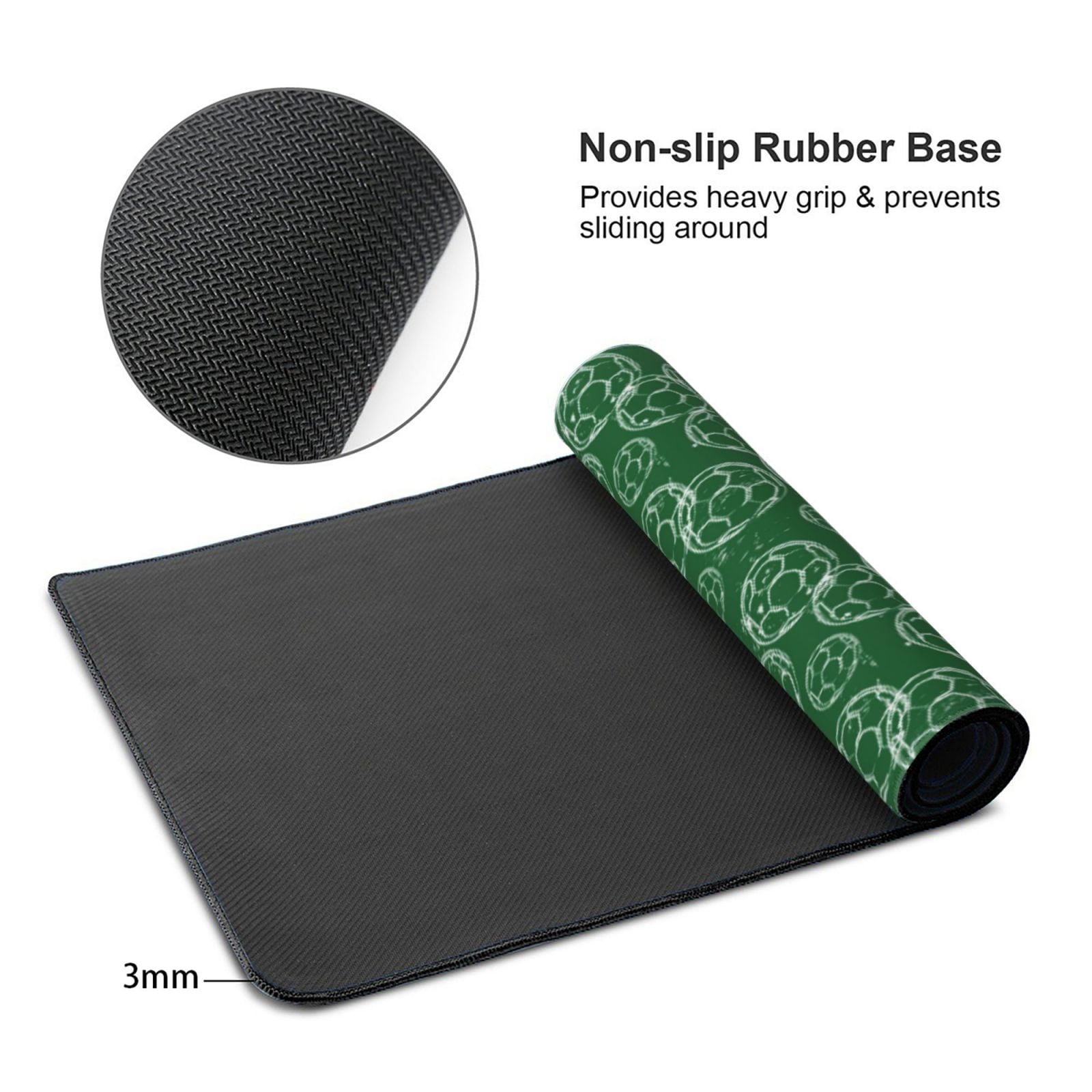 Xecao Soccer Print Large Mouse Pad, 16x35.5in Mousepad, Professional Non-Slip Rubber Base Big Mouse Pad, Mouse Pad for Gaming & Office Full Desk Mouse Pad