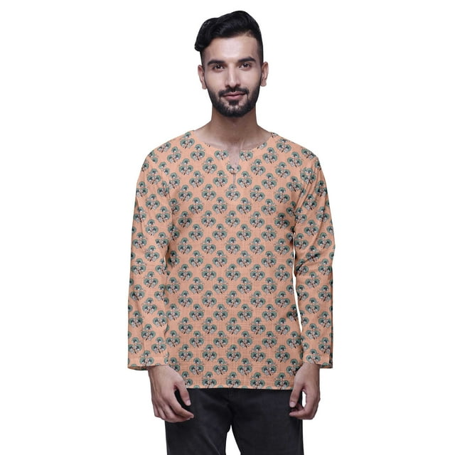 Atasi Indian Traditional Kurta For Men Keyhole Neck Short KurtaShirtFor Boys