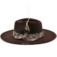 thumbnail image 6 of Big Wide Brim Boho Western Hat for Women and Men - Felt Rancher Fedora Panama Hat with 4 inches Flat Brim Cowboy Hat, 6 of 6