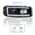 thumbnail image 3 of Spec-D Tuning Glossy Black LED Light Bar Projector Headlights + Bumper Lights Compatible with 1999-2006 GMC Sierra Denali, 2001-2006 Yukon Denali, Left + Right Pair Headlamps Assembly, 3 of 7