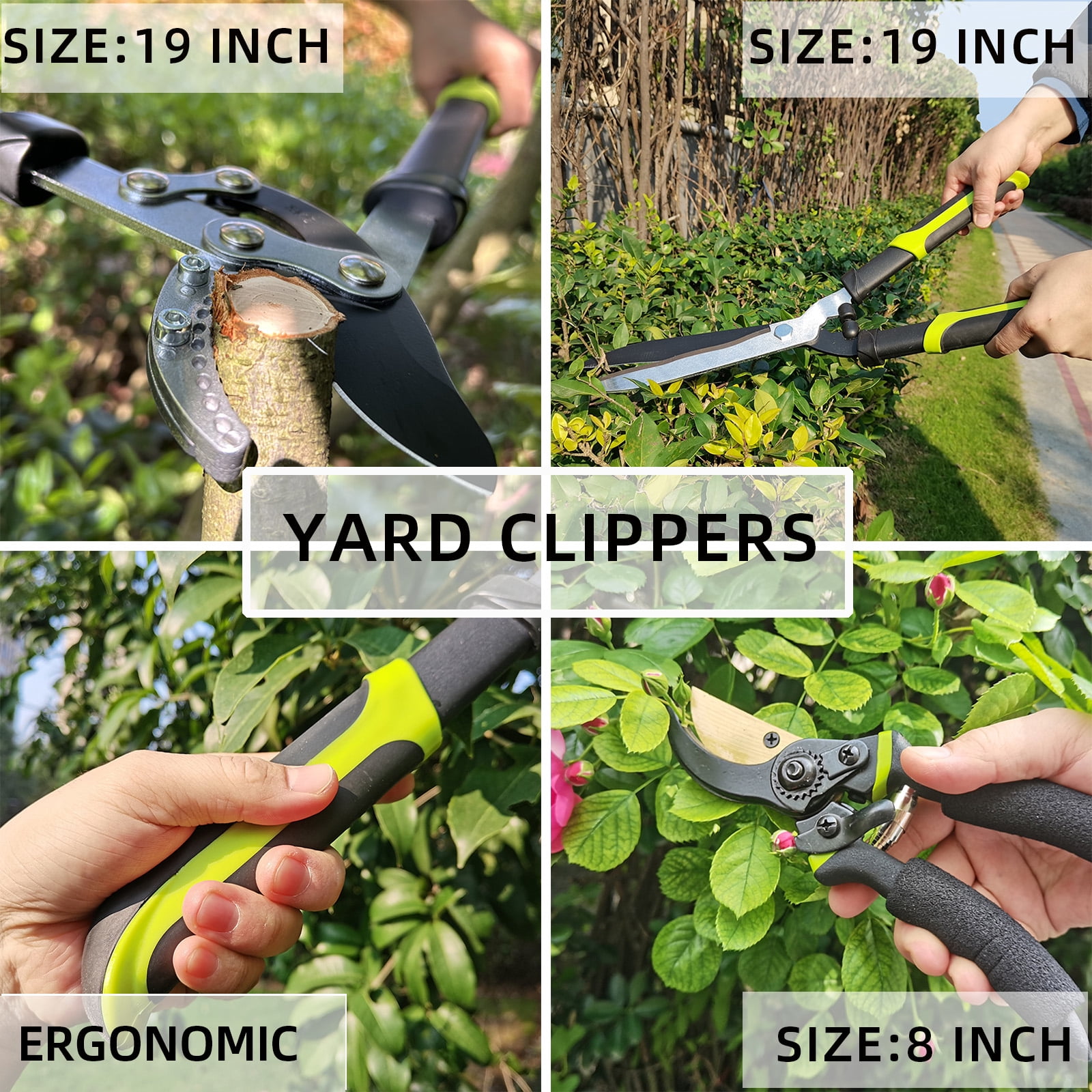 YARTTING Garden Tool Set Loppers, Hedge Clippers, Garden Shears Gardening Tools with Sharp Steel Blade,3PCS Yard Clipper for Branches, Shrubs & Hedges