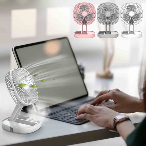 Ventilador USB de sobremesa de alta potencia con batería de 2000mAh • 4 velocidades y 10 horas de funcionamiento • Diseño plegable portátil • Funcionamiento silencioso de 30dB • Función de