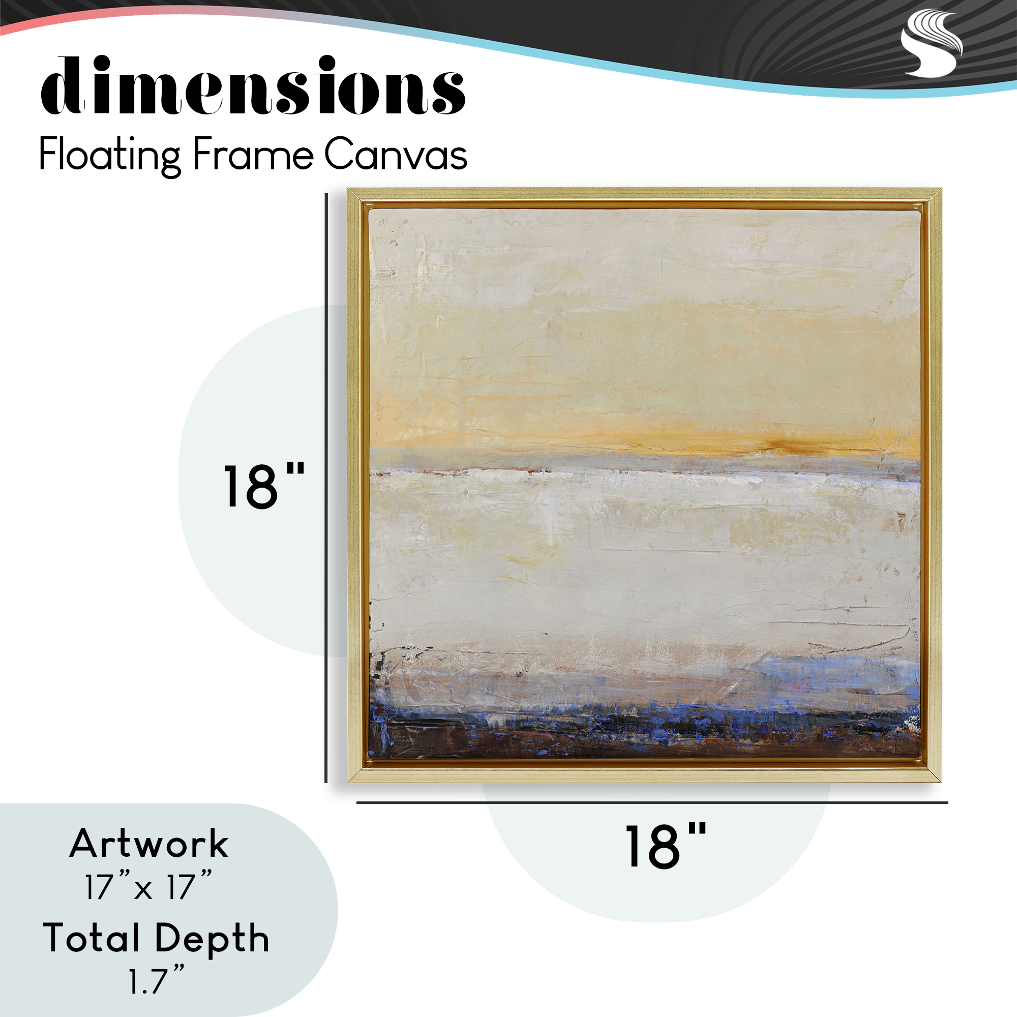 Sweeping Subtle Horizon Gold Framed Floater Canvas Wall Art, design by Design Fabrikken