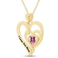 thumbnail image 2 of AFFY Heart Cut Simulated Tourmaline " I LOVE YOU MOM " Double Heart Pendant Necklace In 14k Yellow Gold Over Sterling Silver, 2 of 8