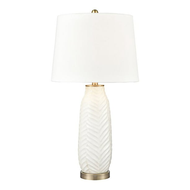 Linen Table Lamp In White, Tall Thin Ceramic Table Lamps