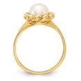 thumbnail image 2 of Solid 14k Yellow Gold 6-7mm White Button Freshwater Cultured Pearl Ring Band Size 8.5, 2 of 6