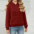thumbnail image 3 of BFHHYA Kids Girls Ribbed Knit Hooded Sweatshirt Drop Shoulder Long Sleeve Pullover Casual Basic Top for Daily Commutes (4-14Y), 3 of 7