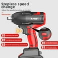 thumbnail image 3 of NAWIN Cordless Impact Wrench, 1/2 Impact Gun,450 ft-lbs (600N.m),Brushless Motor, Impact Wrench with 2×4.0Ah Battery,Power Impact Wrench with Sockets Kit, Fast Charger, 3 of 6