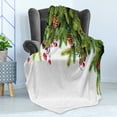 thumbnail image 4 of Christmas Soft Flannel Fleece Throw Blanket, Evergreen Fir Tree Branches with Cones Yule Celebration Holly Culture Design, Cozy Plush for Indoor and Outdoor Use, 50" x 70", Green Brown, by Ambesonne, 4 of 5