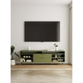 thumbnail image 2 of DUMBO 85" Mid-Century Modern TV Stand with 6 Shelves & 2 Drawers in Olive Green, 2 of 12