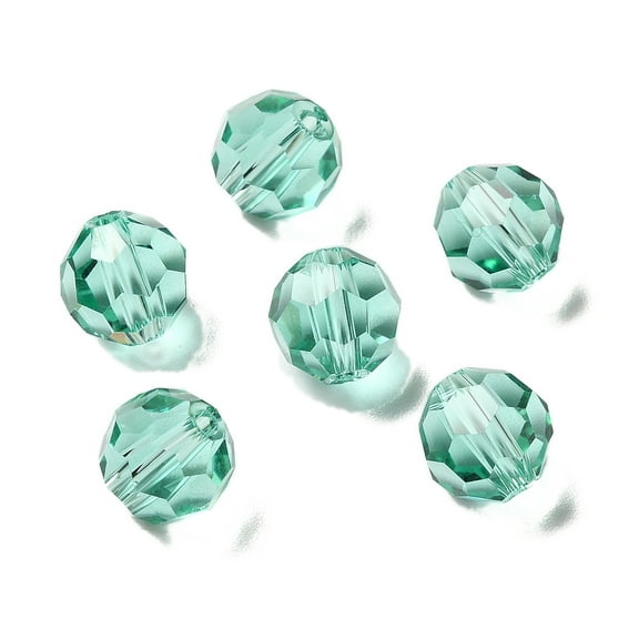Glass K9 Glass Imitation Austrian Crystal Beads Faceted Round Medium Aquamarine 8mm Hole: 1mm