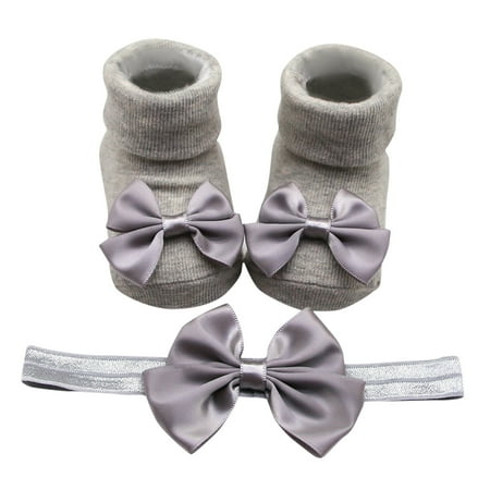 

Children Kids Socks Soft Bottom Toddler Shoes Socks Bowkot Princess Socks Floor Socks 1PC Socks + 1PC Bow Hairband