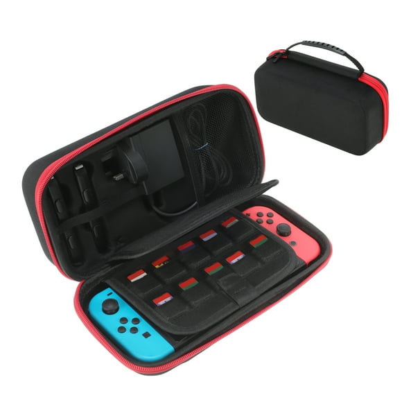 Unique Bargains Étui pour Switch 2 Étui Polyvalent avec 20 Fentes pour Cartes de Jeu pour Nintendo pour Switch 2 Étui de Transport Étui de Voyage pour Console Switch 2 Noir Rouge