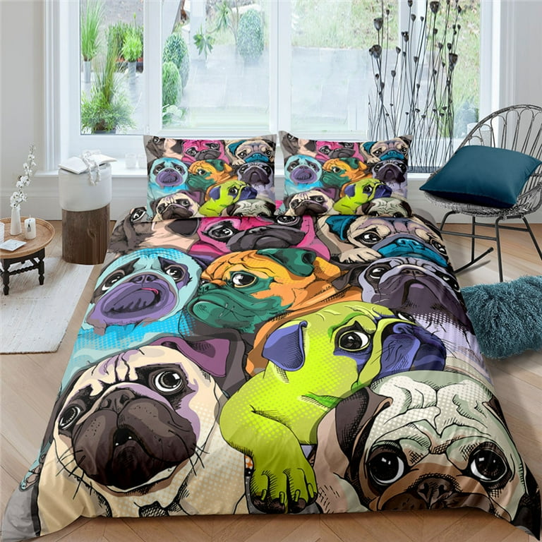 Animal Print Pet Dog Pattern Bedding Bed Set 3-Piece Breathable