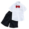 thumbnail image 2 of BRGZLK Back to School Outfits Boys 2026 Summer Trendy Short Sleeve Button Up Shirts and Shorts with Bow Tie Sets Kids School Uniform White 7-8 Years, 2 of 9