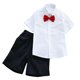 thumbnail image 2 of Odeerbi Niños 2 Piezas Caballero Traje Formal Preppy Vestido de Manga Corta Camisa y Traje Pantalones Cortos Conjunto de Uniforme Escolar, 2 of 9