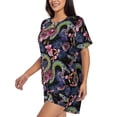 thumbnail image 2 of Kdxio Snake And Flower Print Pajamas Sets for Women Short-Sleeved Pjs with Lounge Shorts Two Piece Sleepwear S-4XL, 2 of 9