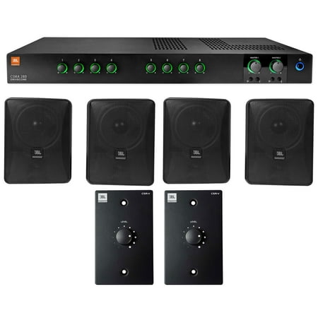 JBL CSMA280 Commercial Amplifier+(4) 6.5" Black Wall Speakers+(2) Wall Controls