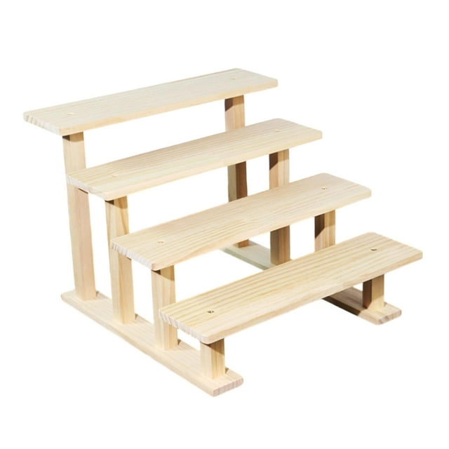 Estante de almacenamiento multiusos rústico con soporte para exhibición de perfumes de madera 4 niveles 30 cm