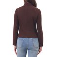 thumbnail image 3 of INSPIRE CHIC Business Casual Blazer for Women Classic Button Warm Stand Collar Long Sleeve Work Fitted Blazer Suit Jackets XS Dark Brown, 3 of 6