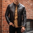 thumbnail image 4 of HIDE CRAFTS Vintage Style Motorcycle Leather Jacket, Brown, Stand Collar, Full Zip Front (US, Alpha, Small, Regular, Regular, Brown), 4 of 4