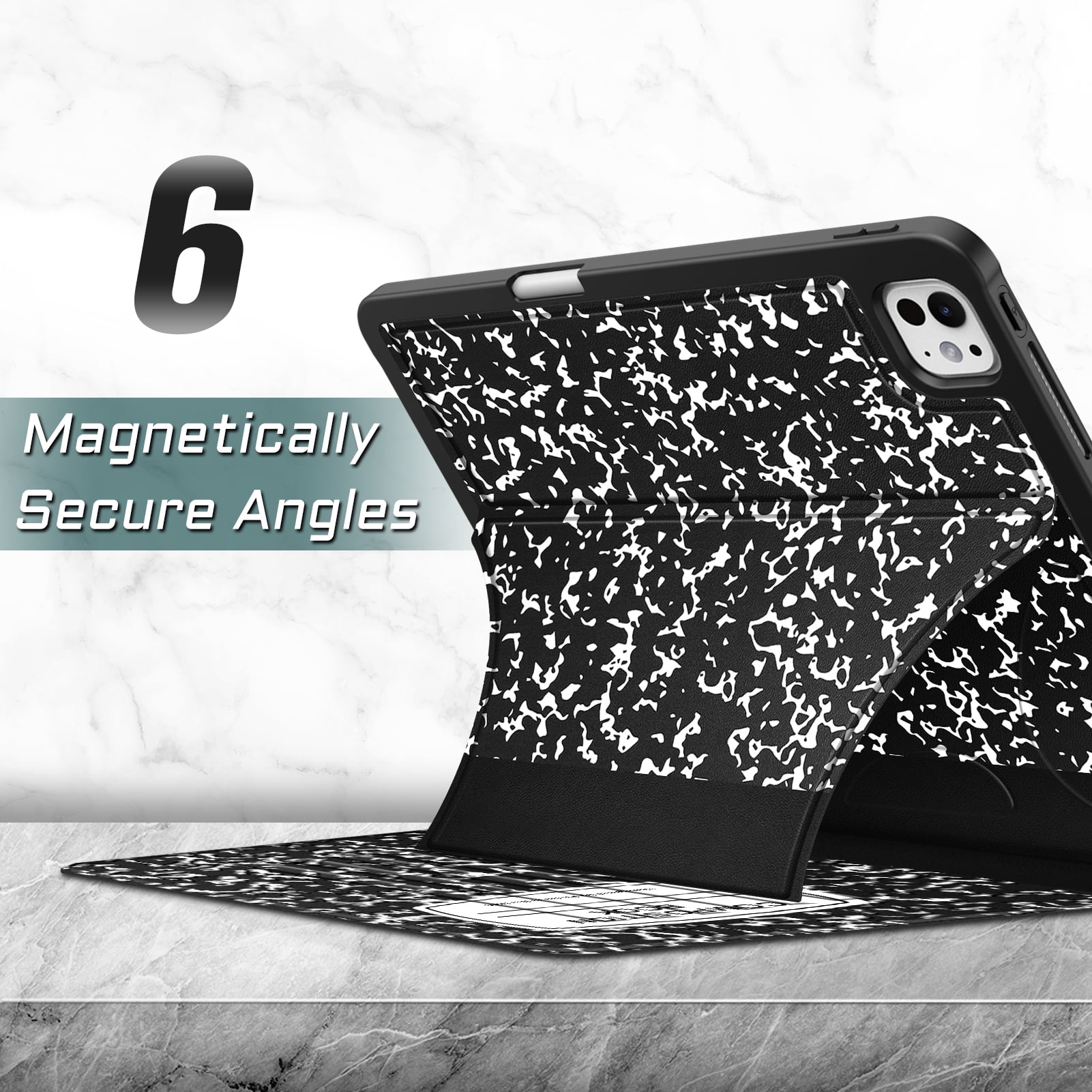 Fintie Magnetic Stand Case for iPad Pro 11-inch (M5) 2025 / (M4) 2024 - Multiple Angles Shockproof Rugged Soft TPU Cover with Pencil Holder, Composition Book