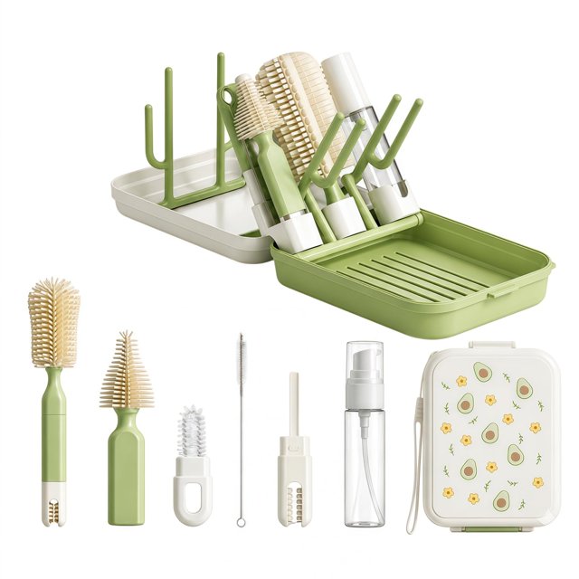 Kit de limpieza para biberones Pevxuoleo 8 en 1 portátil