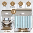 thumbnail image 5 of Aqua Striped Window Privacy Film, Modern Farmhouse Blue White Stripes Static Cling UV Sun Blocking Heat Control Window Tint Day and Night, Non-Adhesive One Way Windows Privacy Cover 17.7''x78.7'', 5 of 7