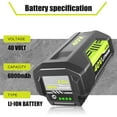 thumbnail image 2 of 2Pack Upgrade 6.0Ah Replacement Battery for Ryobi and OP401 Charger Combo Compatible with 40v Ryobi Battery and 40 Volt Cordless Power Tools(Green), 2 of 12