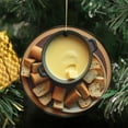 thumbnail image 3 of Cheese Fondue Pot, Bread Cubes, Switzerland Swiss Cuisine Food Themed Double Sided Ceramic Foodie Novelty Holiday Christmas Xmas Ornament Gift (Flat Printed Design, NOT 3D), 3 of 3