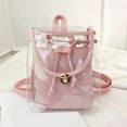 thumbnail image 5 of Transparent Backpack, Vinyl Handbag with Opaque Pvc Panel, Multipurpose Travel Bag for Concerts, Stadium Events, and Beach Outings, Pink Jelly Shoulder Bag, by FAJHHA, 5 of 8