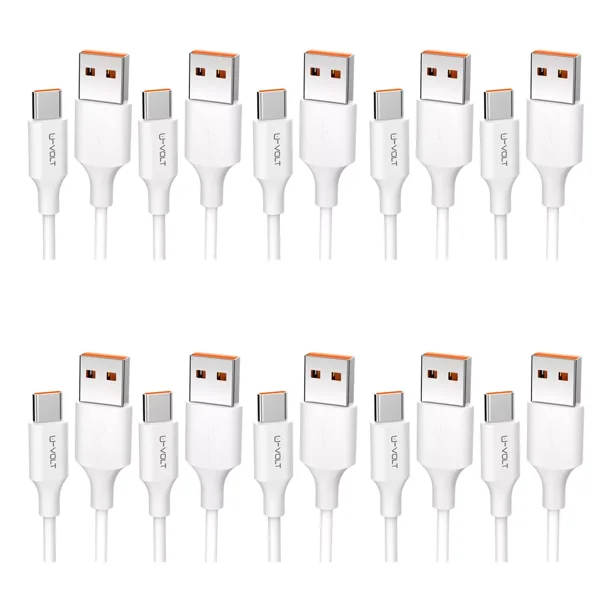 Cable Tipo C USB (10 Piezas) Carga Rápida Datos 2.4a U-Volt Color Blanco