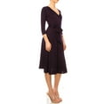 Women's Casual Wrap Dress 3/4 Sleeve V Neck With Waist Tie