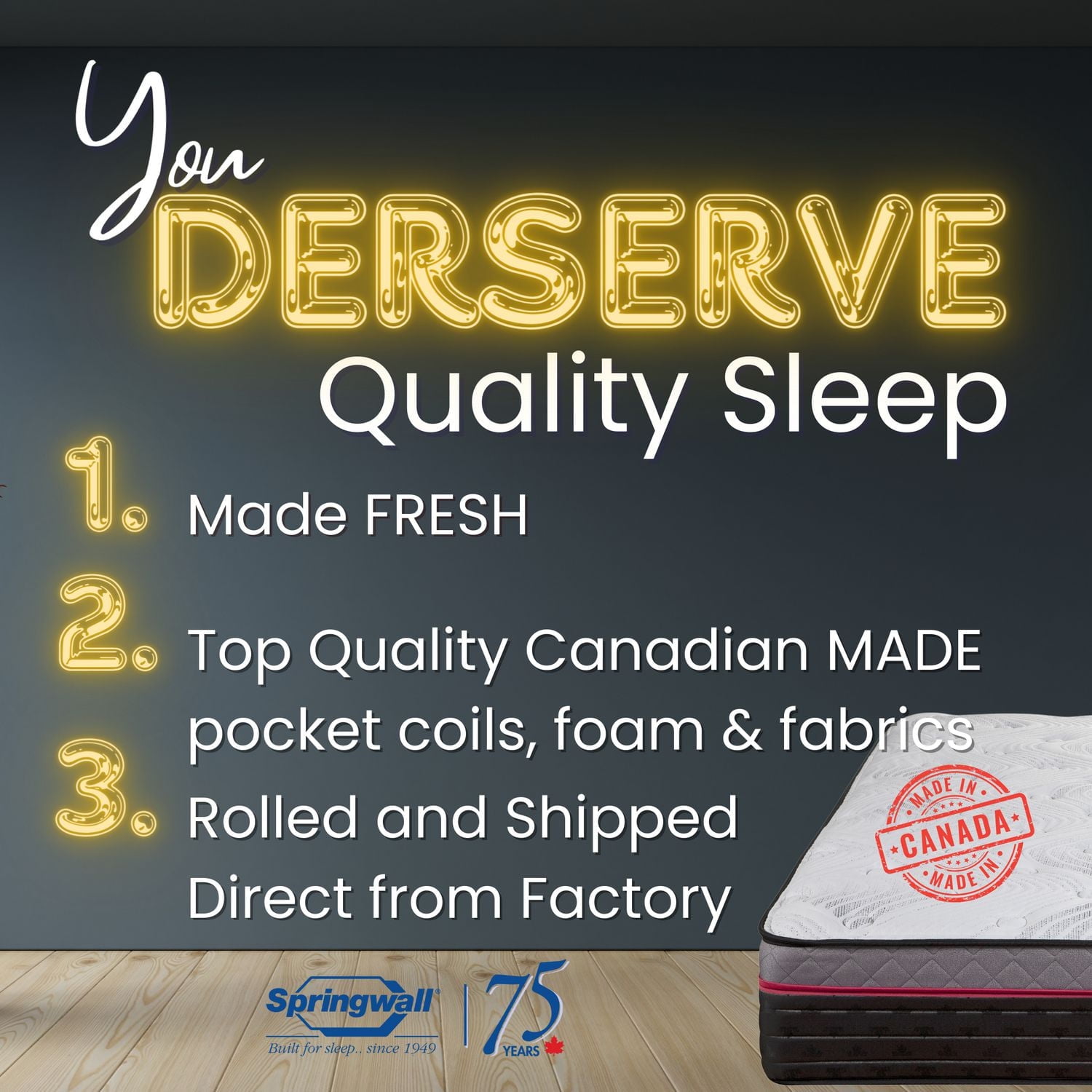 FAIT FRAIS - Springwall FERNIE 11" - EuroTop MOYENNE ENTREPRISE - King (Expédié dans une BOÎTE)