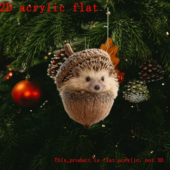 Forest Animal Acorn Christmas Ornaments Pine Cone Animal Ornament Acorn Pendant 2D Acrylic Hanging Decor for Christmas Tree Home Party Decorations