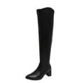 thumbnail image 2 of Viluyesy Over The Knee Boots for Women Faux Leather Pointed Toe Chunky Heel Side Zipper Comfortable Dress Shoes Black Size 7, 2 of 9