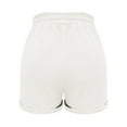 thumbnail image 3 of Audhol Comfy Shorts for Women, Linen Shorts for Women High Waisted Wide Leg Drawstring Casual Summer Beach Shorts Plus Size Cute Flowy Shorts High Waist Shorts for Women White S, 3 of 4