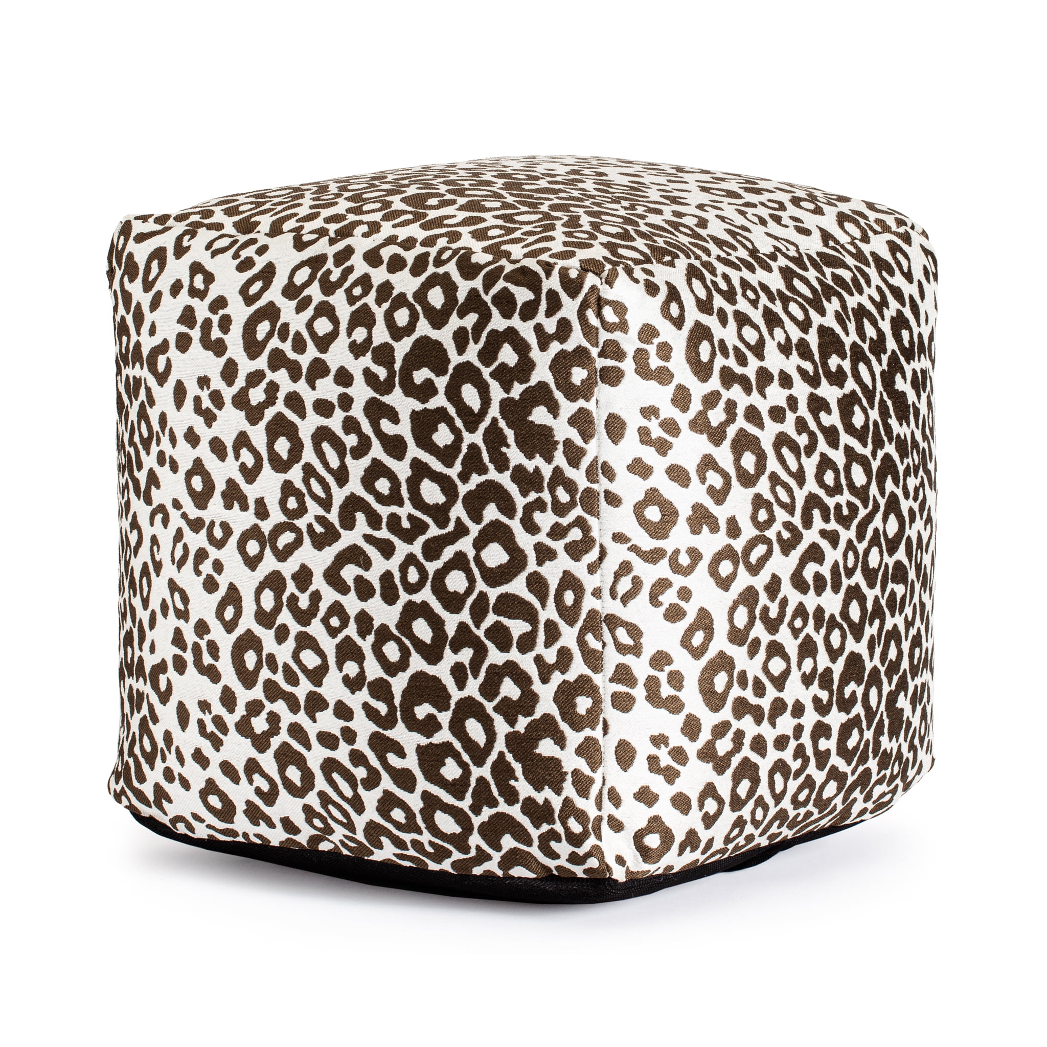 Amur Brown 18" x 18" x 18" Red & Ivory Pouf
