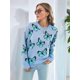 thumbnail image 4 of Suéteres de Punto con Estampado de Mariposas para Mujer, Informales, de Larga y Cuello Redondo Azul M, 4 of 10