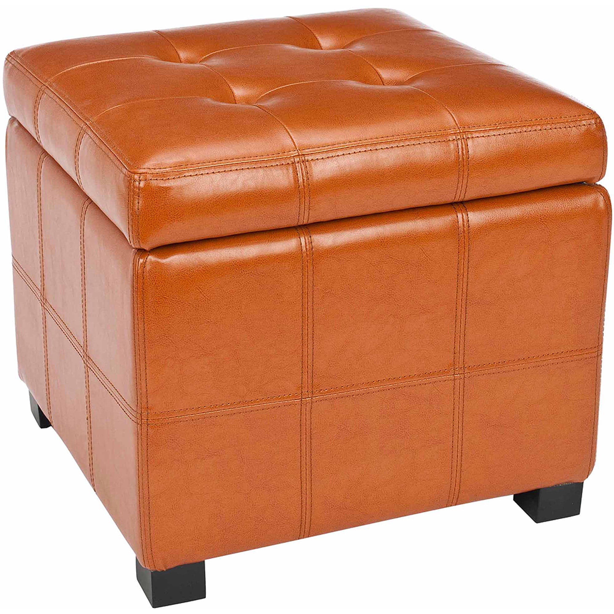 SAFAVIEH Maiden Rustic Flip Top Square Tufted Ottoman, Saddle