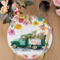 thumbnail image 3 of Spring Floral Round 13 Inch Placemats Set of 2, Farmhouse Truck Retro Flowers Oil Painting HeatResistant Non Slip Place Mats for Dining Table, Wipeable Braided Kitchen Table Mats for Housewarming, 3 of 9