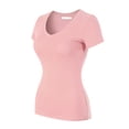 thumbnail image 3 of Made by Olivia Women's Basic Solid Short Sleeve V Neck Jersey Top, 3 of 5