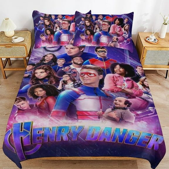 Duvet Cover Bedding Set Cartoon Print Soft Quilt Cover 3 Pieces, 1 Comforter Cover & 2 Pillowcases for Kids Teens Boys Girls Room Decor 86"x70"