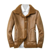 Maoxin Men Leather Jacket Men's Reversible Grain Suede Thickened Leather Coat Long Sleeve Hoodless Leather Jacket Leather Jacket Men Plus Size Brown 4XL