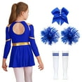 thumbnail image 2 of vastwit Uniforme de Cheerleading pour Filles Manches Longues Tenue de Danse Costume de Cosplay Cheer Leader B Bleu 14, 2 of 7